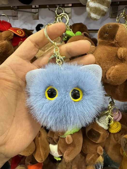 Wholesale plush cartoon cat head pendant cute animal Keychain Car bag key chain fashion small gift