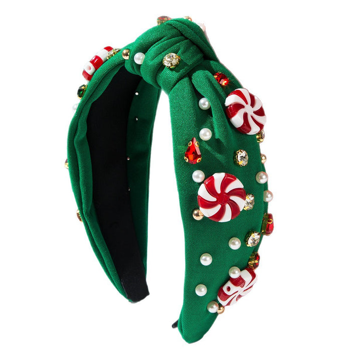 Wholesale Imitation Pearl Rhinestone Christmas Headband Santa Hair Fashion Accessory