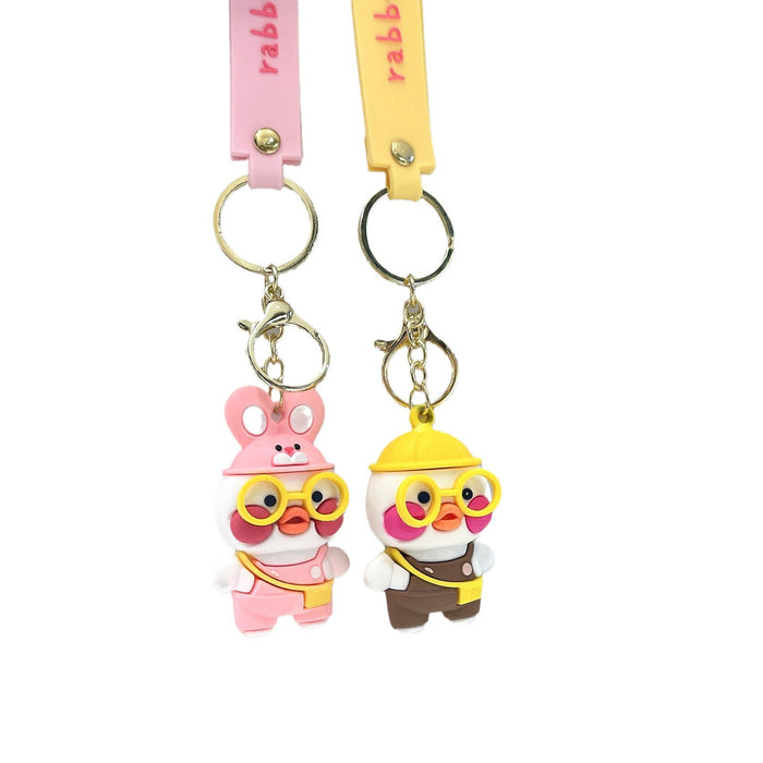 Wholesale Cartoon Cute Little Yellow Duck PVC Keychain JDC-KC-MRan010