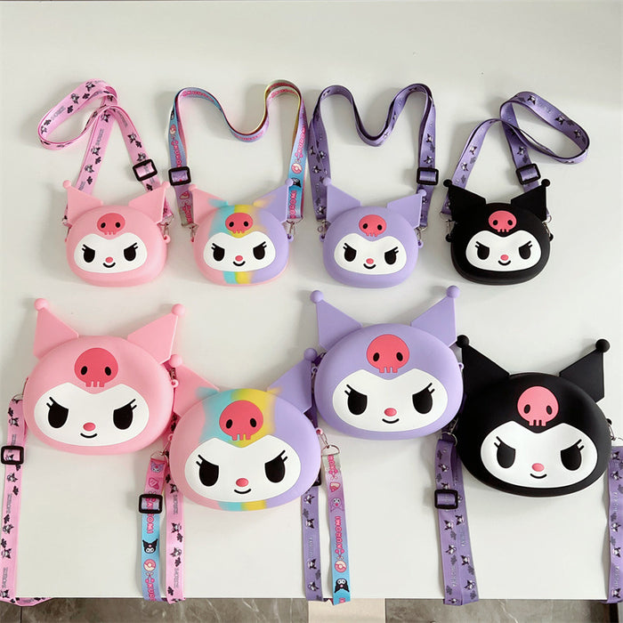 Wholesale  large wallet cartoon children's silicone bag  coin purse with lanyard