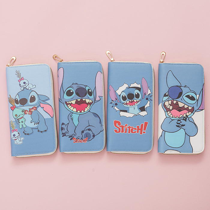 Wholesale PU cartoon long wallet coin purse with zipper and large capacity card holder