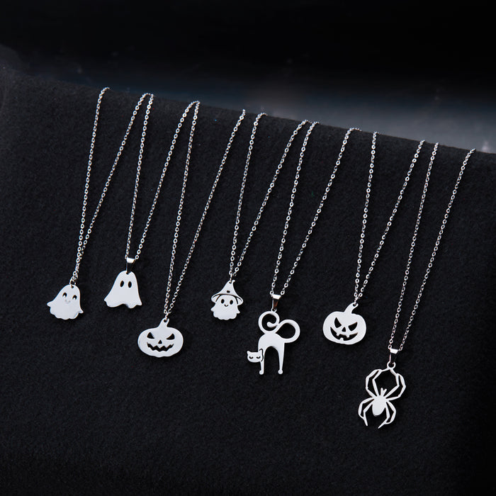 Wholesale  Element Titanium Steel Necklace Pumpkin Head Ghost Jewelry Pendant Personalized All-match Witch Necklace