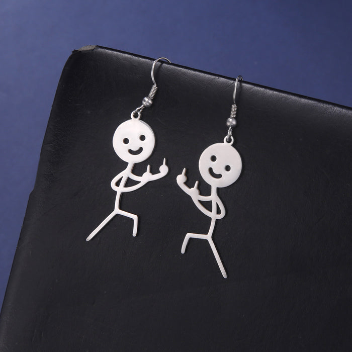 Wholesale Personalized, Cute, Versatile, Simple Drawing, Hollow Pendant, Stainless Steel Earrings