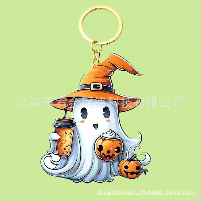 Wholesale Acrylic Keychain Witch Hat Pumpkin Design Party Car Key Accessory MOQ≥10