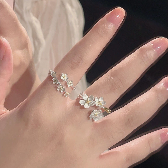 Wholesale Flower ring for niche design, light luxury, simple temperament, adjustable opening ring
