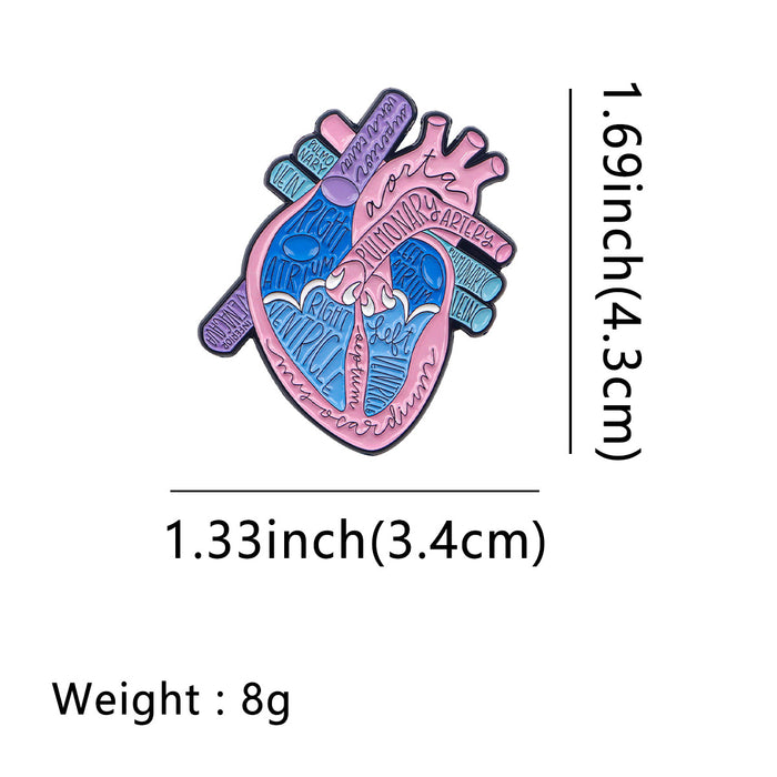 Wholesale 5pcs Human Organs Heart Brain  Doctor Badge Clothing Backpack Decorative Alloy Brooch
