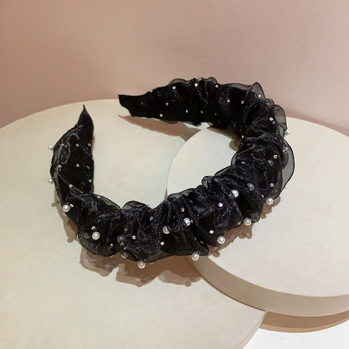 Wholesale Mesh Pearl Rhinestone Headband JDC-HD-MR001