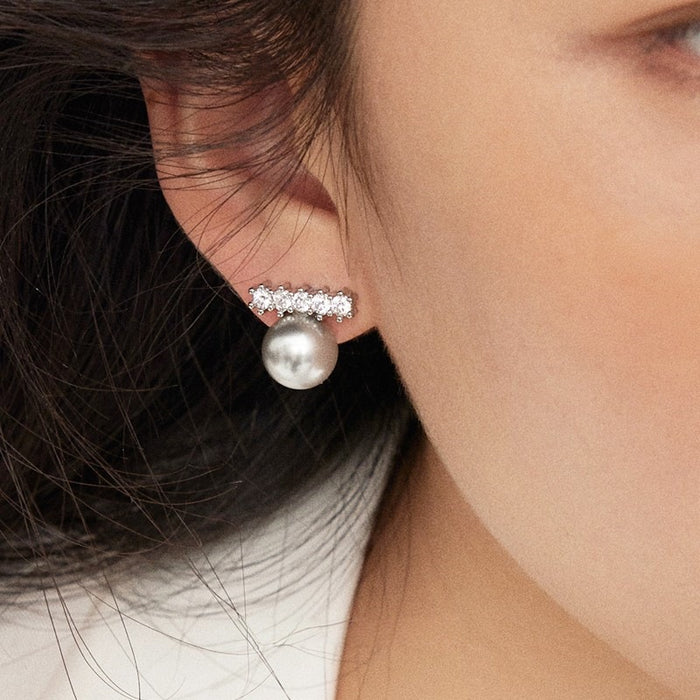 Wholesale Luxury Classic Swarovski Pearl French Elegance High-End Versatile Colorfast Stud Earrings 2026 New Style Silver Needle Earrings