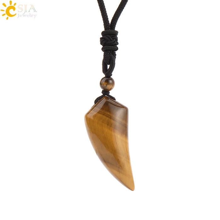 Wholesale Amethyst Crystal Wolf Tooth Pendant Necklace Minimalist Ancient Style Everyday Jewelry Accessory