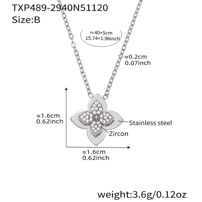 Wholesale 3D Flower Necklace with Opening Titanium Steel Ring