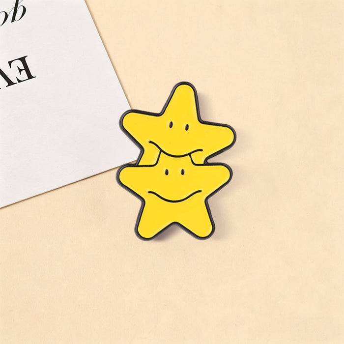 Wholesale Yellow Star Enamel Metal Brooch Cartoon Pin For Bags Clothing Jewelry Accessory