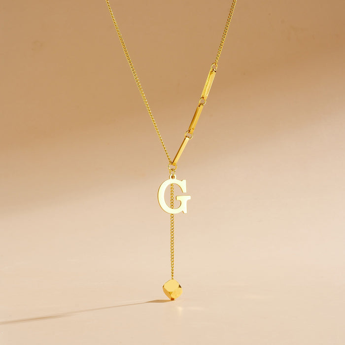 Wholesale Stainless Steel Necklace with Long  Block-Letter Tassel Pendant