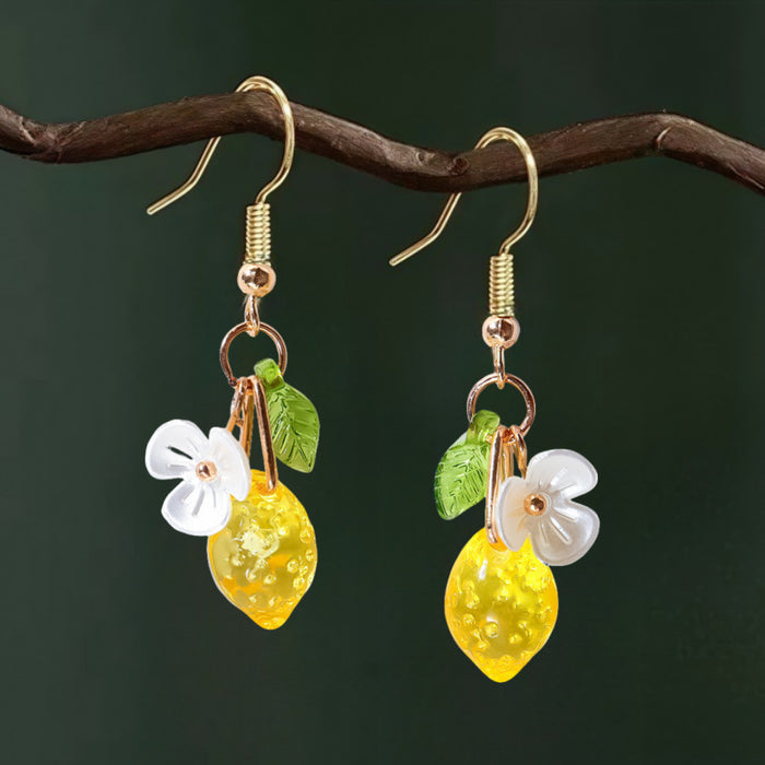 Wholesale Plastic Resin Lemon Earrings Handmade Fruit Jewelry Trendy Summer Fashion Accessory