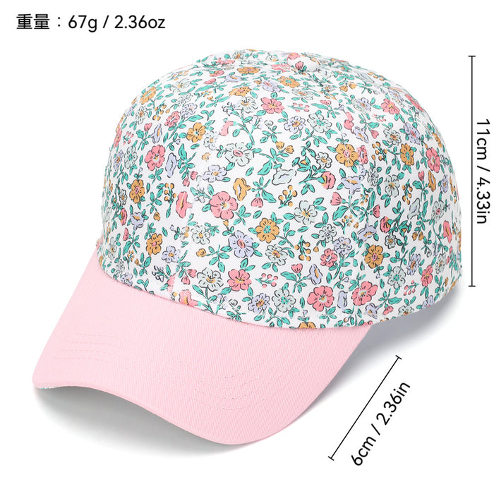 Wholesale Children' s Baseball Cap Floral Print Contrast Color Curved Brim Summer Sun Protection Fashion Accessory