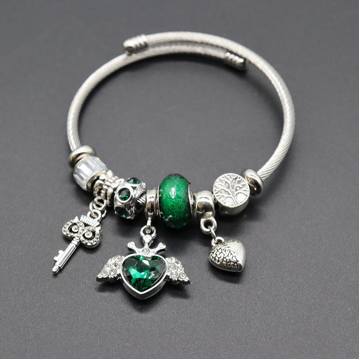 Wholesale Gold and Silver Life Tree Angel Wings Love Key Adjustable Bracelet