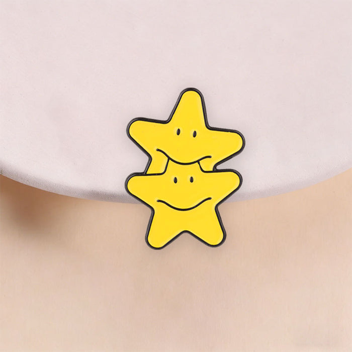 Wholesale Yellow Star Enamel Metal Brooch Cartoon Pin For Bags Clothing Jewelry Accessory