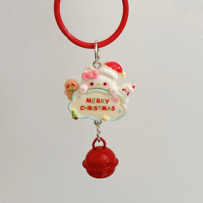 Wholesale Cartoon Cat Christmas Design Resin Keychain Bell Charm Cute Bag Charm Gift