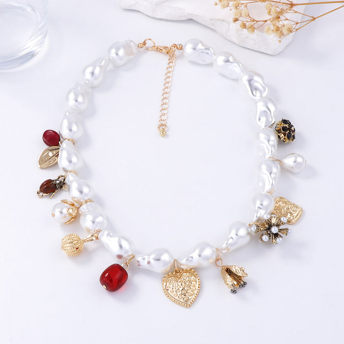 Wholesale Imitation Pearl Love Geometry Pendant Daily Wear Women Necklace