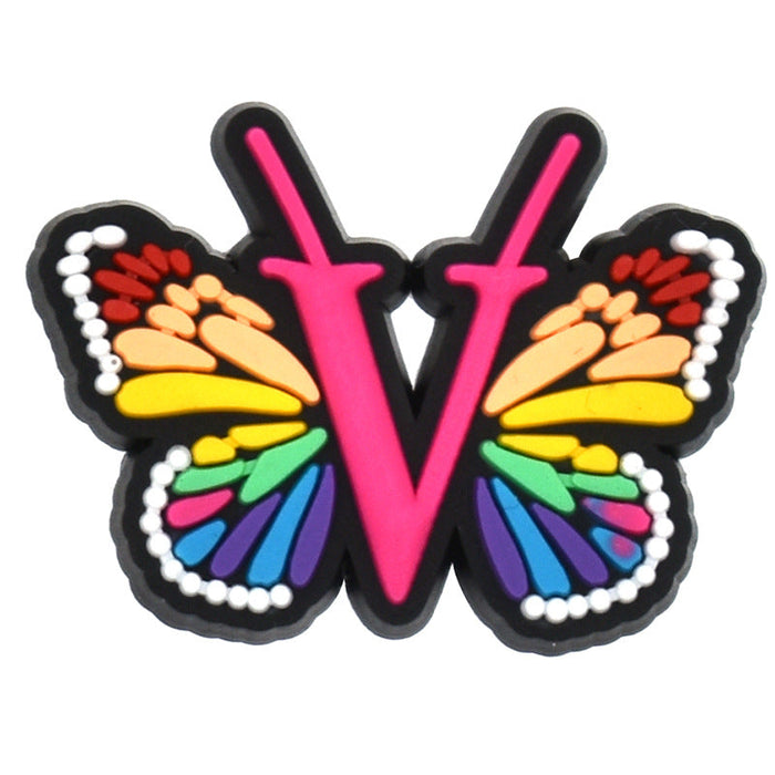 Wholesale 100 PCS PVC Cartoon Butterfly Alphabet DIY Shoe Buckles JDC-SC-RYY004