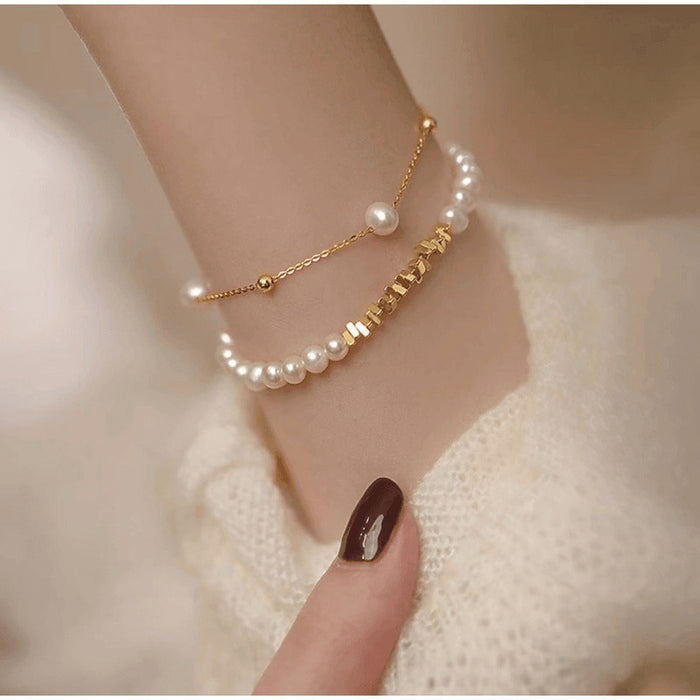 Wholesale A niche minimalist design with a few taels of broken silver pearls bracelet, a high-end feel, a new trend, a light luxury temperament, and a versatile bracelet