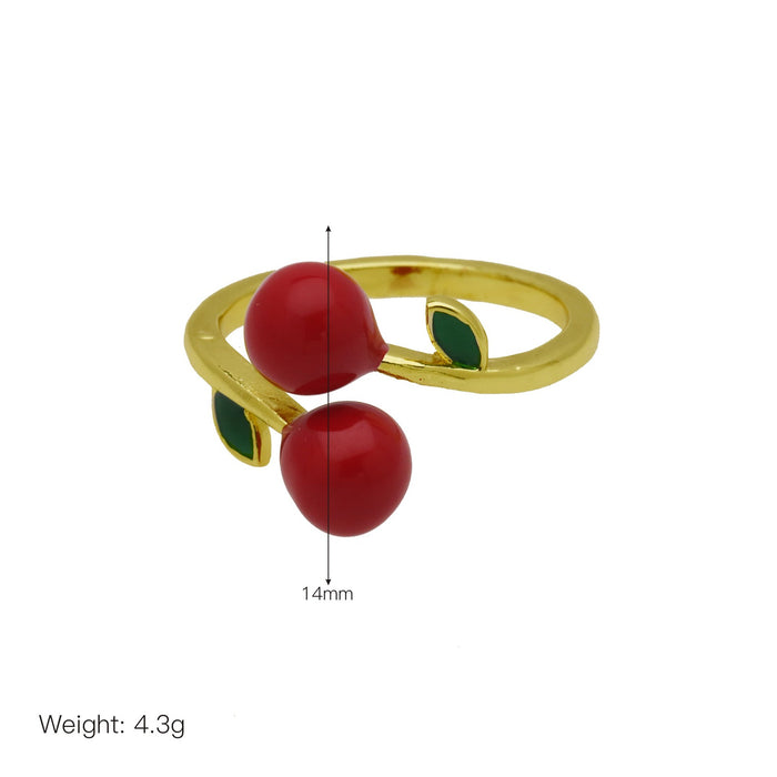 Wholesale color oil with zirconium fruit cherry strawberry open ring