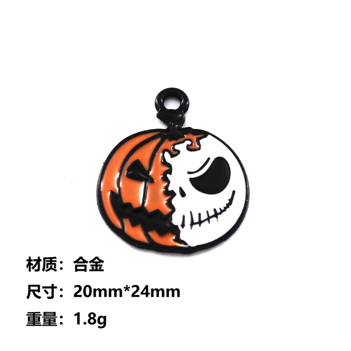 Wholesale 10pcs  Funny Skull Pumpkin Cartoon Accessories Alloy Oil Dropping Pendant Earrings Keychain