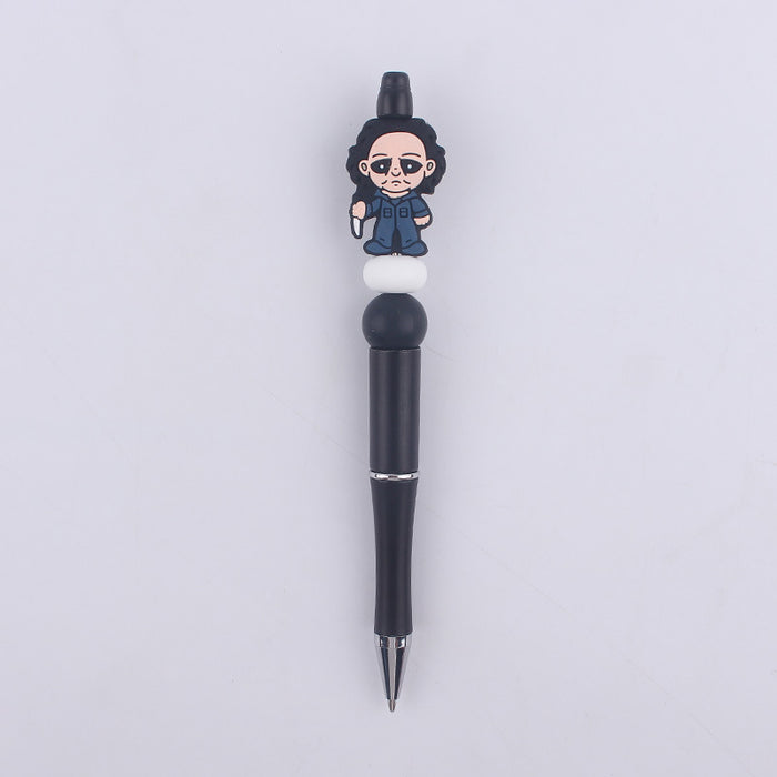 Wholesale Cartoon Pattern Halloween Pumpkin Spider Silicone Beads Plastic Bead Pen JDC-PN-GuangTian004