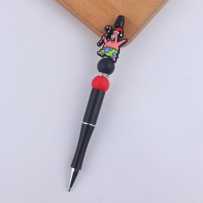 Wholesale Cartoon Christmas Santa Claus Silicone Plastic Bead Pen JDC-PN-GuangTian011