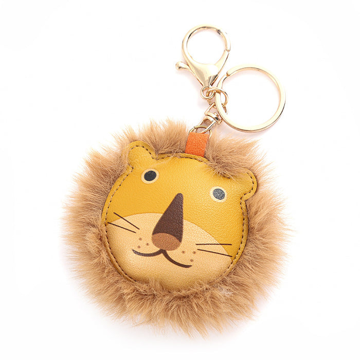 Wholesale Plush Lion Doll Leather Keychain JDC-KC-WWX003