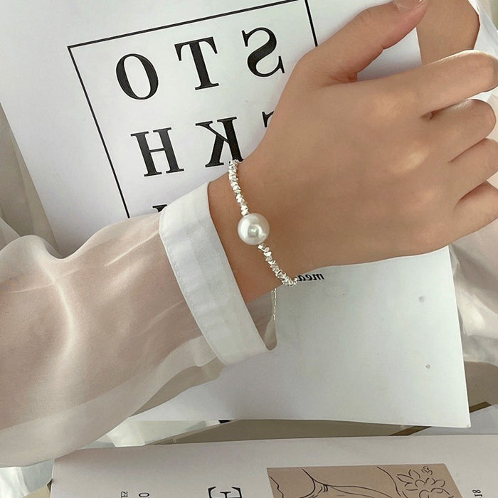 Wholesale Simple Silver Single Pearl Bracelet Women's Elegant Fashion All-match Trendy Hand