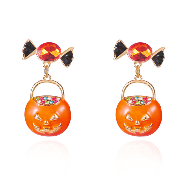 Wholesale Pumpkin  earrings personality retro old style skull skeleton earrings