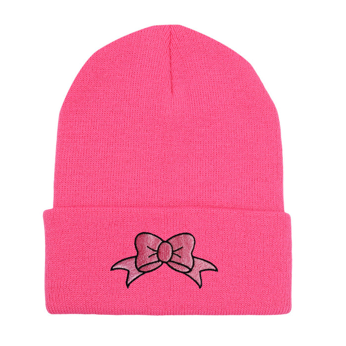 Wholesale Bow Embroidery Acrylic Knitted Hat JDC-FH-HaiPu009