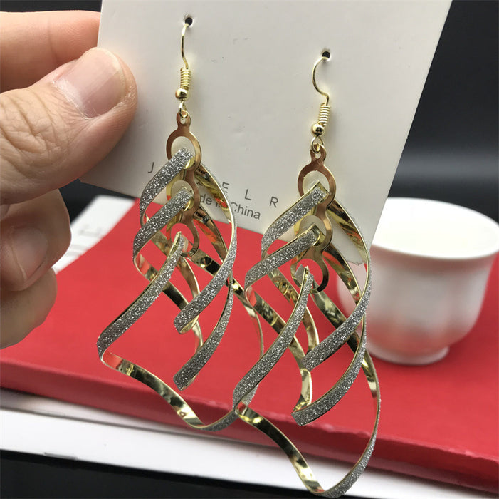 Wholesale Metal Electroplated Frosted Long Earrings JDC-ES-FaX002