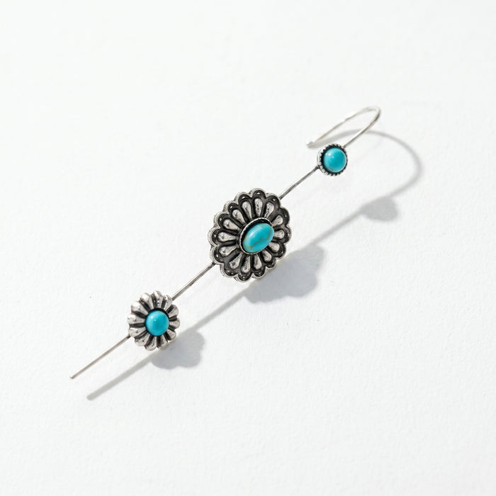 Wholesale 3pcs Turquoise Flower Vintage Bohemian Long Earrings