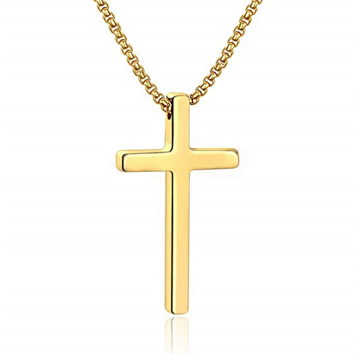 Wholesale Simple Titanium Steel Crucifix Necklace Trendy Men' s Versatile Pendant Sweater Chain Jewelry