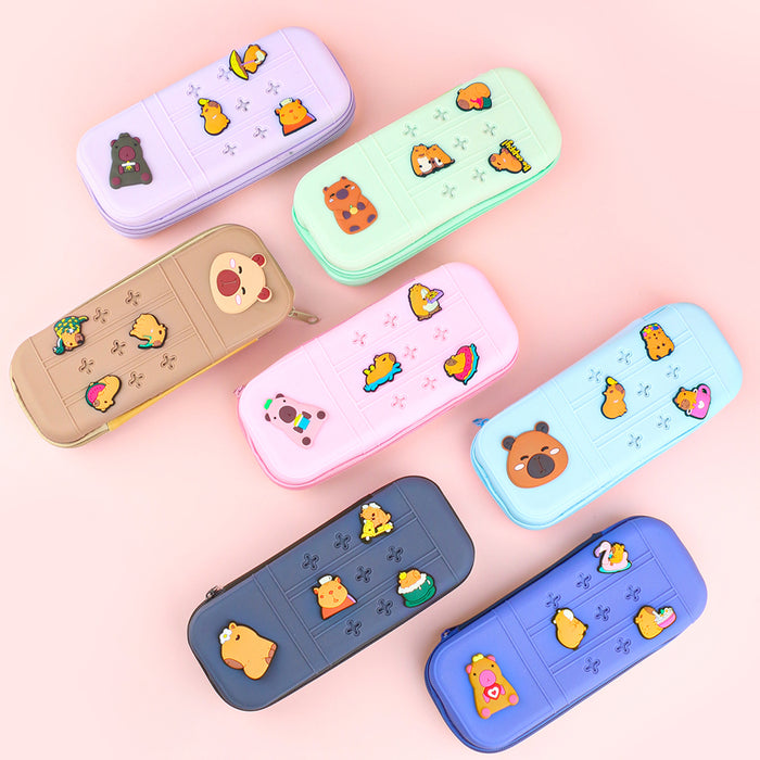 Wholesale Cute Cartoon Silicone Pencil Case DIY Creative Students Stationery Organizer Bag MOQ≥10