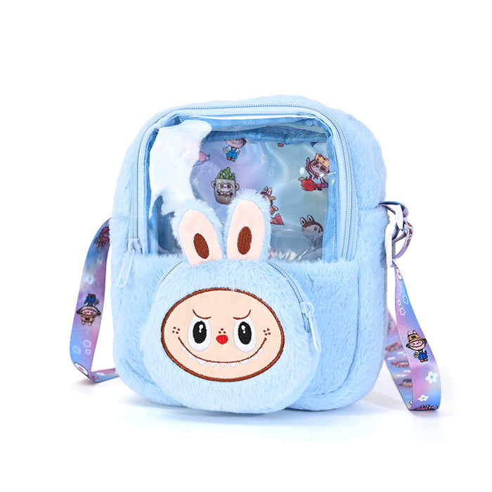 Wholesale Transparent Visible Plush Cartoon Doll Crossbody Bag and Backpack