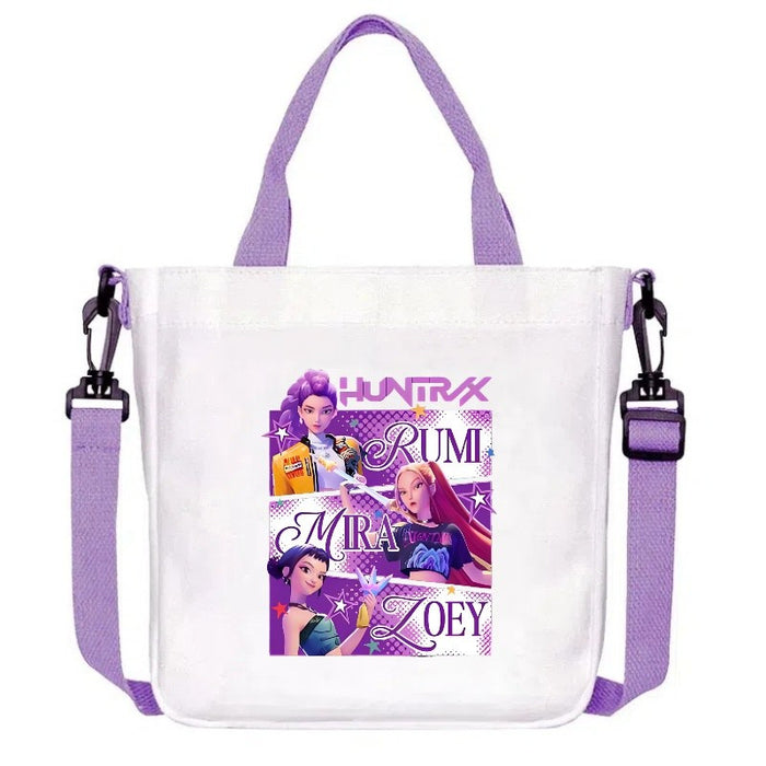 Wholesale Kpop Cartoon Print New Purple Canvas Handbag,  Shoulder Bag,