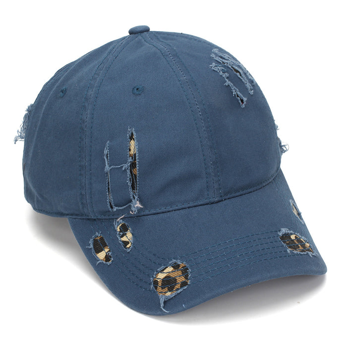 Wholesale Leopard Print Baseball Cap Distressed Wash Style Summer Sun Hat