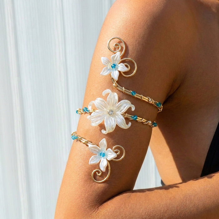 Wholesale Bohemian style hand-wrapped flower armlet women' s ethnic style seashell flower armband