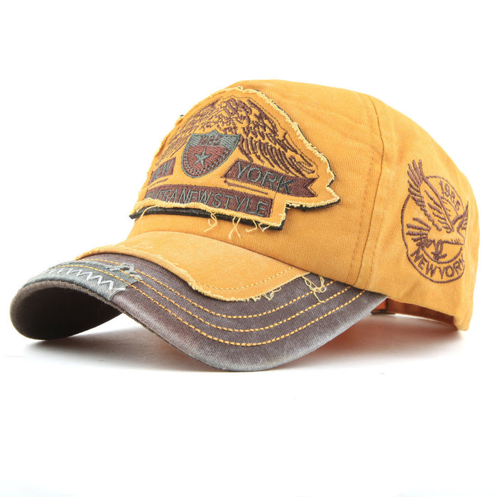Wholesale 100%  Cotton Washed Mountain Embroidery Sun Protection Baseball Cap