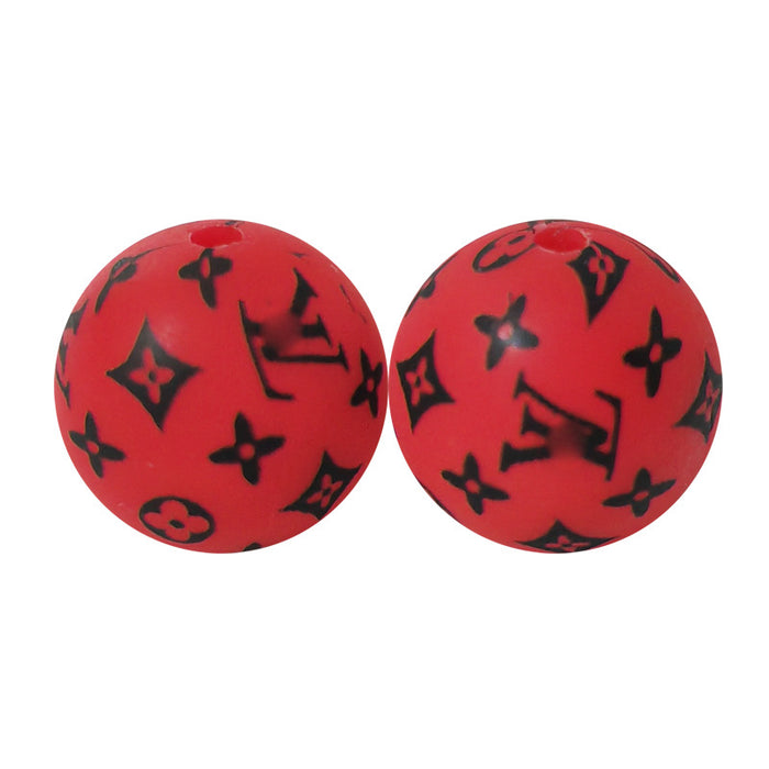 Wholesale 20PCS Round Printed Silicone Beads JDC-BDS-YuMo016