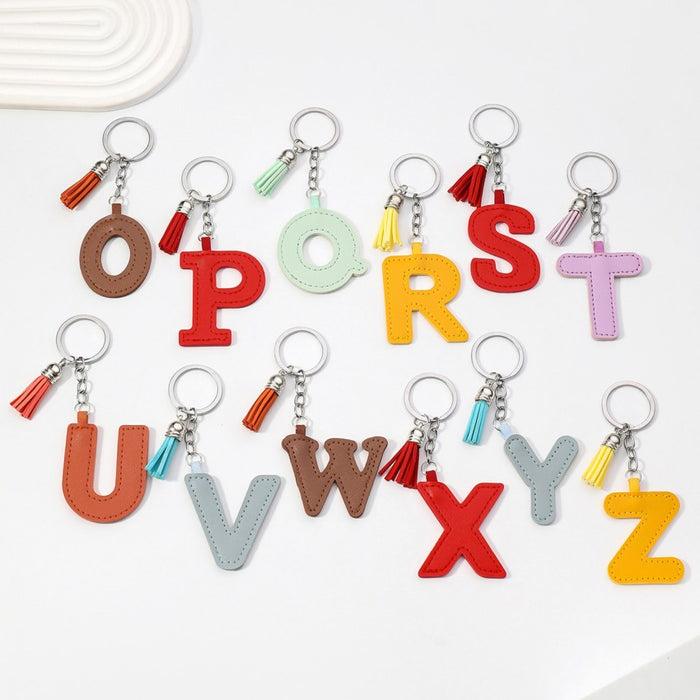 Wholesale PU Leather 26 English Letters Keychain JDC-KC-RongRui063