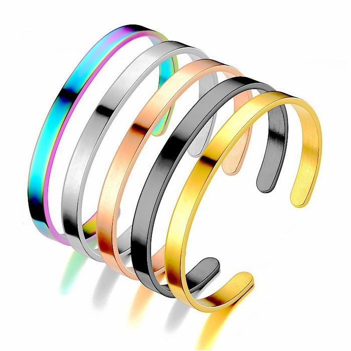 Wholesale Open-face polished C-shaped stainless steel bracelet