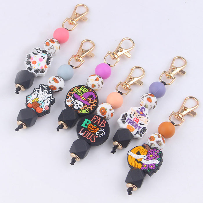 Wholesale Cartoon Halloween Silicone Bead Keychain JDC-KC-GuangTian040