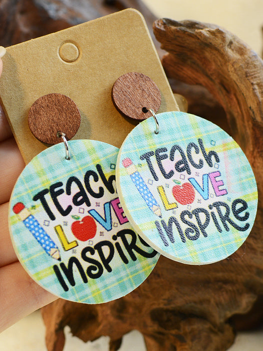 Wholesale Teachers Day Ruler Apple Teacher Leather Earrings JDC-ES-ChenC006