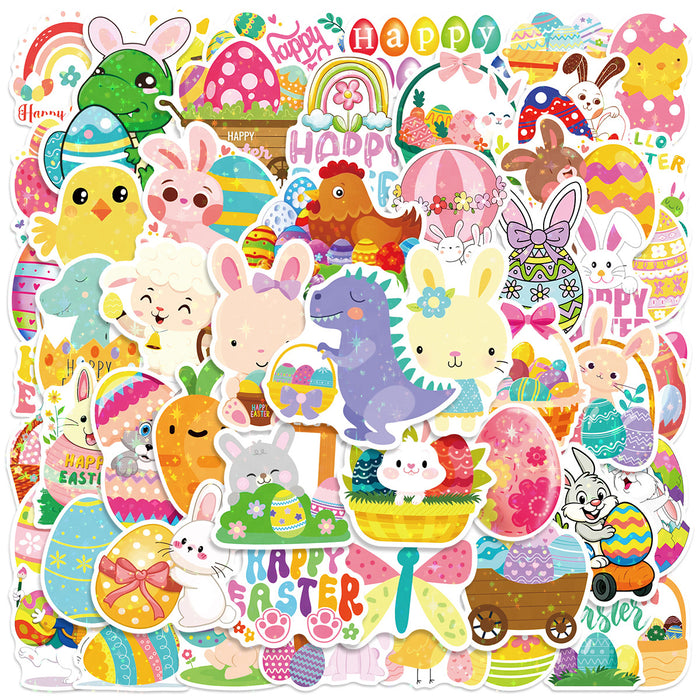 Wholesale 50 Laser Easter Bunny Waterproof Stickers