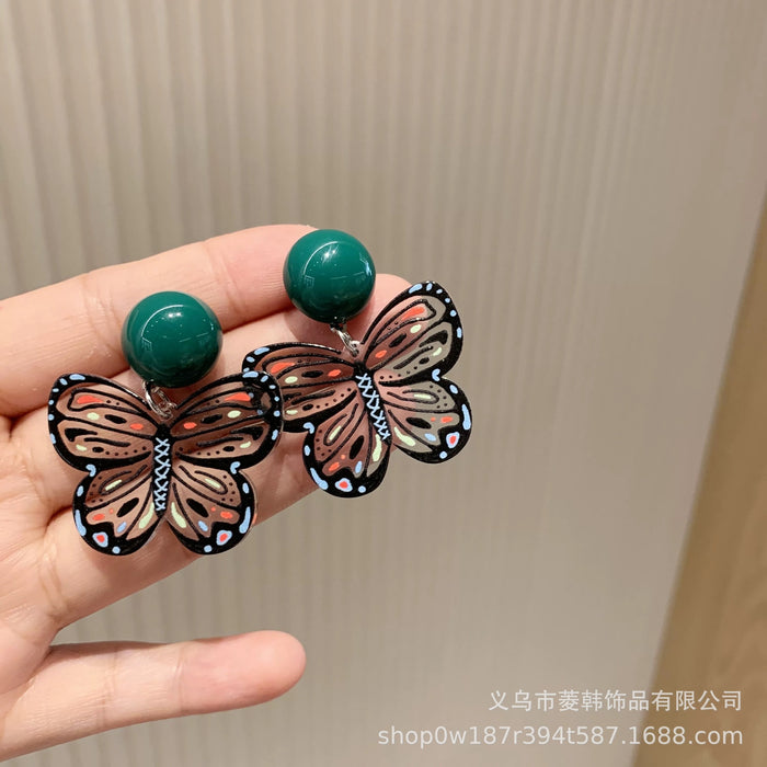 Wholesale Handmade silver needle versatile butterfly earrings