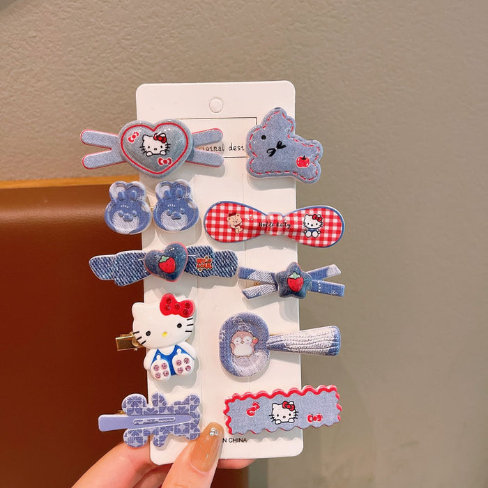Wholesale Denim Girls'  Plaid Bow Hair Clip
