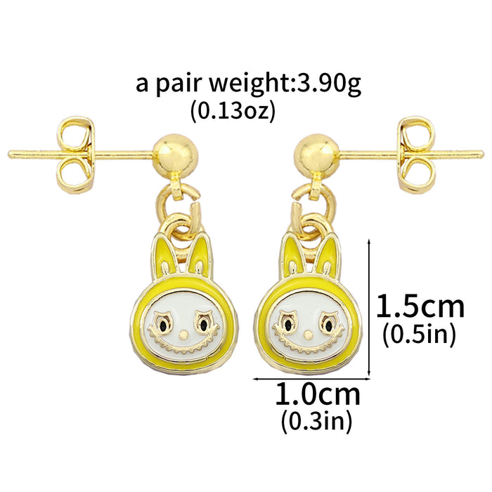 Wholesale Necklace Earrings  Cartoon Cute Metal Enamel Set Pendant Ear Pin Holiday Gift